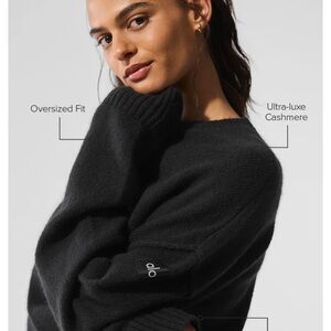 ALO Yoga Black Cashmere Crew Neck Sweater